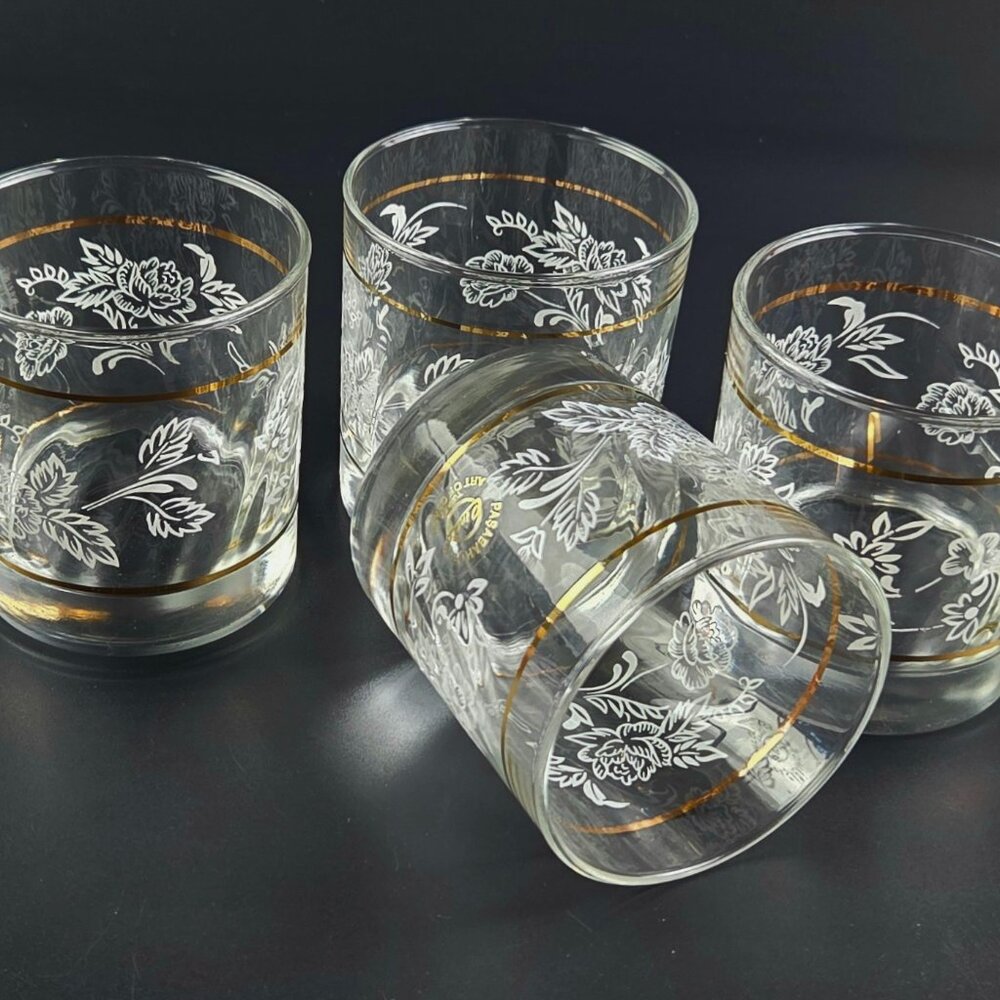 Vintage Pasabahce Circle Art Glass – Old-Fashioned Glasses – Set of 4